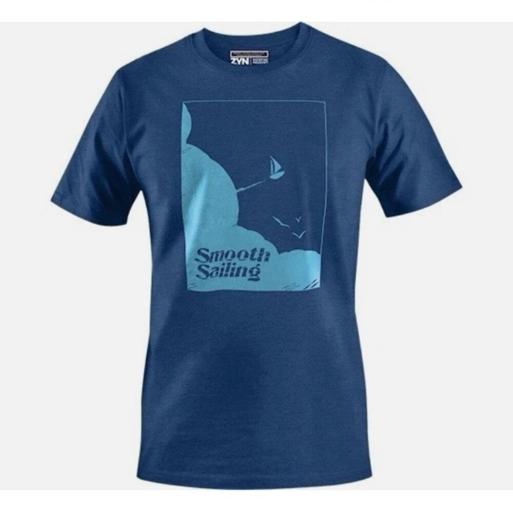 Brand New Men's Sz L Zyn Rewards SMOOTH SAILING T-SHIRT Authentic ~ Blue